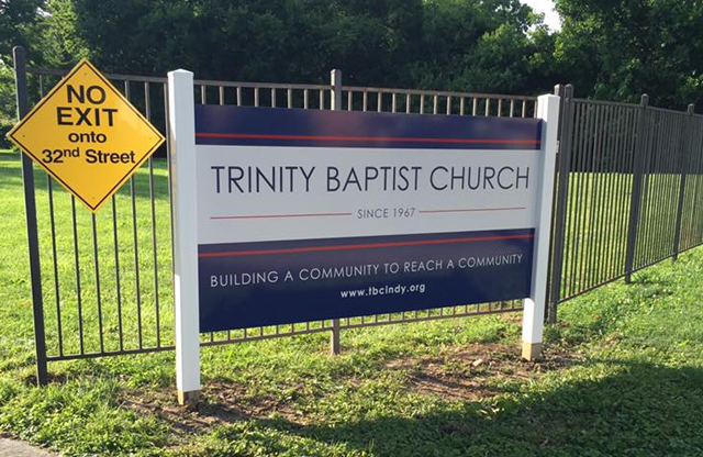 Trinity Baptist Church, post panel sign